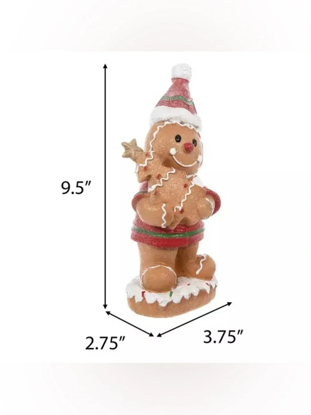 Gingerbread Man Holding Tree Cookie Figurine